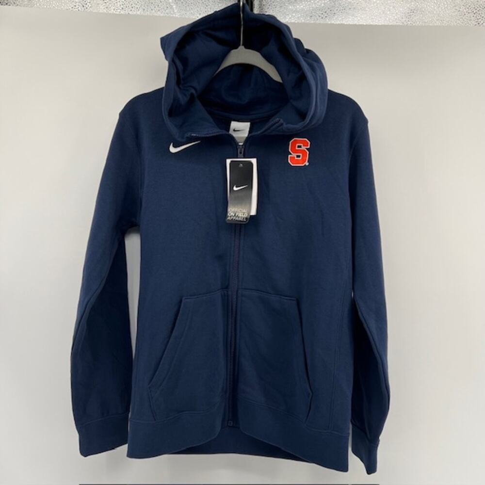 NEW Nike Club Fleece Zip Up Hooded Jacket Womens L Syracuse Basketball Navy Blue